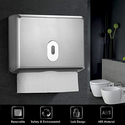 Paper Towel Dispenser Wall Mount for Toilet, Bathroom Paper Towel Holder, Commercial Paper Towel Dispenser for Trifold Paper & Multifold Paper Towels, Silver - color: Silver