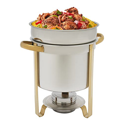 7.4QT Soup Chafer, Stainless Steel Round Soup Warmer with Lid & Fuel Holder, Commercial Soup Pot Chafing Dishes for Catering, Parties, Buffet, Banquets, Events - color: Silver, size: 7.4Qt