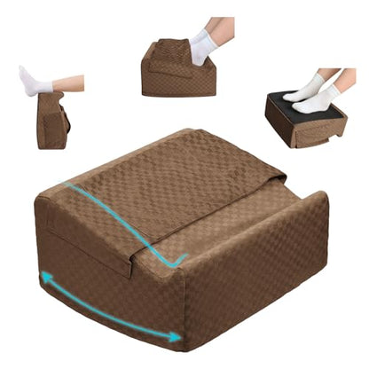 Under Desk Footrest with Rocking Base & Warming Cover, Brown Check - color: Brown Checkered Pattern, size: 12.6" L x 15" W x 7.3"