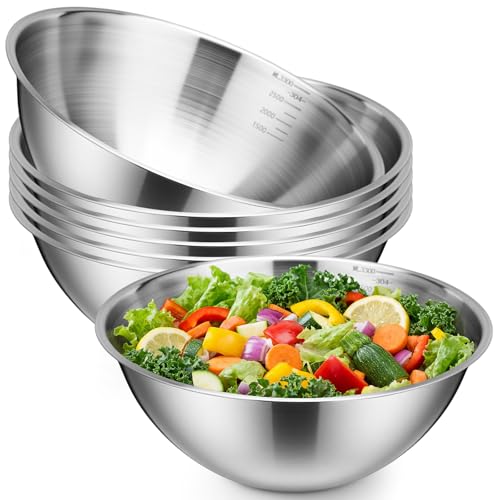 Honeydak 6 Pcs 304 Stainless Steel Mixing Bowls with Graduations, 101 oz - size: 101 oz