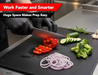 Thirteen Chefs Extra Large 24 x 18 Black Cutting Board - 1/2" Thick HDPE Plastic for Restaurants and Professional Kitchens - color: Black, size: 24"L x 18"W