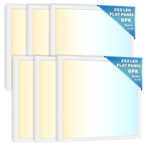 Sunco 6 Pack 2x2 LED Flat Panel Light, 40W, 3CCT, 4400LM, Dimmable - size: 2x2