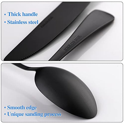 40 Piece Skull Pattern Matte Silverware Set for 8, Black Flatware set Service for 8,Gothic Unique Skull Pattern Design,18/0 Stainless,Satin Finish Cutlery for 8,Dishwasher Safe - color: Matte Black-Skull /40pieces