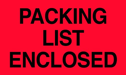 MACO - Packing List Enclosed - Label, 3 x 5 Inches, Fluorescent Red, 500 Labels/Roll, 1 Roll Each (MDWR4) - style: Packing List Enclosed