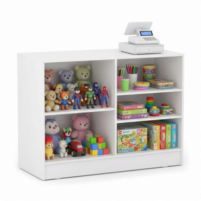 48" W * 20" D * 38" H - White Wooden Cash Wrap Counter, Commercial Cash Wrap Counter with Adjustable Shelves - color: White, size: 48"