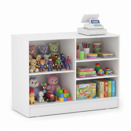48" W * 20" D * 38" H - White Wooden Cash Wrap Counter, Commercial Cash Wrap Counter with Adjustable Shelves - color: White, size: 48"
