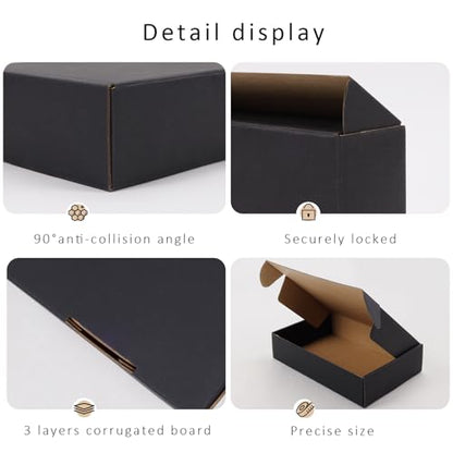 BIOBROWN Black 9x6x2" Small Shipping Boxes 25 Pack for Packaging - color: Black, size: 9x6x2 inch-25pack