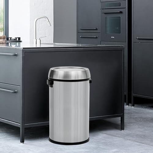Garvee 17 gal Trash Can, Fingerprint-Proof Stainless Steel Swing Top Garbage Can, Heavy Duty Commercial Round Trash Bin with Swing Lid for Restaurant, Home, Office, Silver - color: Silver, size: 17 Gallon Swing Top