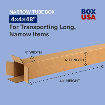 BOX USA & Aviditi 4x4x48 and 4x4x36 Tall Corrugated Boxes 25 Pack Bundle