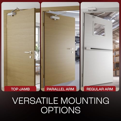 PrimeWare DC-300 Adjustable Automatic Door Closers for Home | Soft Close, No Slam | Residential and Commercial Door Closer | Level 3 | for Doors Weighing 90-140 lbs | Hydraulic Door Spring - Nickel - size: Level 3, style: Nickel