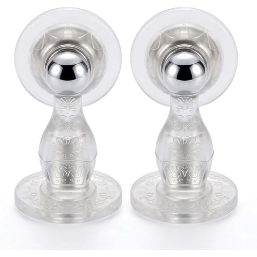 Magnetic Door Stopper 2-Pack, No-Drill Silicone Door Catch with Strong Magnet & Adhesive, Clear Wall Protector from Doorknob Dents, Heavy Duty Door Holder for Home & Office (Transparent) - color: Transparent