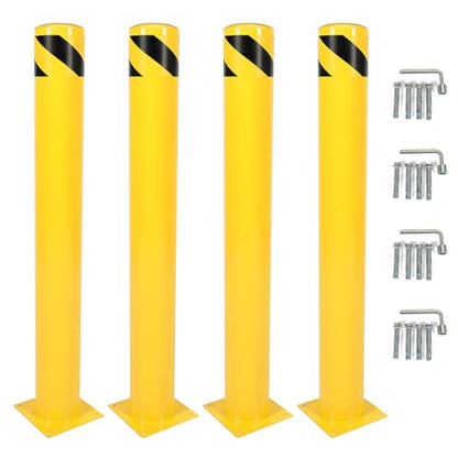 Kojem (4Pcs) 42 inch Steel Safety Bollard Parking Barrier Post Safety - size: 4 Pcs