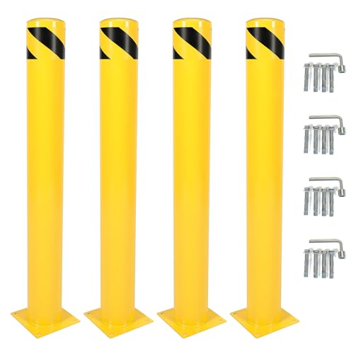 Kojem (4Pcs) 42 inch Steel Safety Bollard Parking Barrier Post Safety - size: 4 Pcs