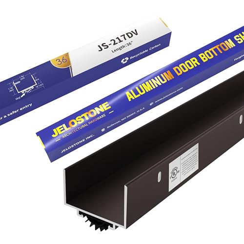 36" U-Shaped Aluminum Door Bottom Shoes(Dark Bronze) - Fire Rated - 1-3/4"W x 1-1/8"H - Weather Stripping Seal for Exterior Doors, Vinyl Insert, JS-217DV - color: Dark Bronze, size: 1-3/4"W x 1-1/8"H x 36"L
