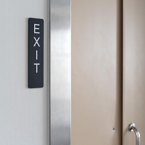 Emergency Exit Sign with Braille1 Pack, ADA Compliant Exit Sign for Office Room, Indoor and Outdoor Exit Stickers Easy Installation, Black Exit Sign Horizontal - style: EXIT Sign-Horizontal
