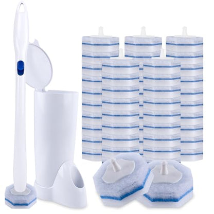 Disposable Toilet Brush and Holder Set, 50pcs Thick Refills for Clorox Wand - size: Toilet Brush + 50 Refills