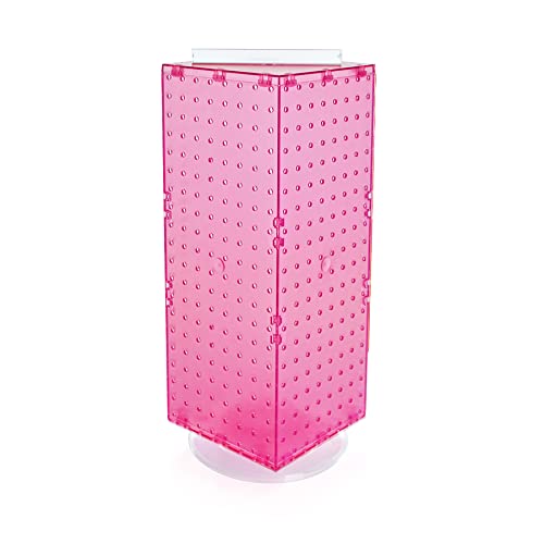Azar Displays 703385-PNK Four-Sided Revolving 8”W X 20”H Pegboard Counter Display, Pink - color: Pink, style: Pegboard Only