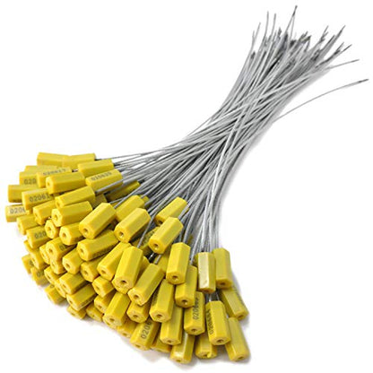 500pcs Security Marking Cable Seals Tamper Proof Steel Wire Seal Numbered Shipping Seals Disposable Pull Tight Self-Locking Cable Seal Truck, Cargo, Containers Seal Ties Straps (Yellow, 500pcs) - color: Yellow, size: 500pcs