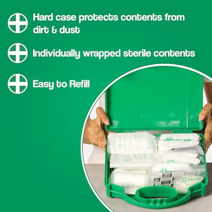 Value Aid HSE Compliant First Aid Kit for Workplace, Home & Car - CE Marked Contents, Double-Clasp Case with Handle - Complete Set for 1-10 People Includes Plasters, Bandages & Medical Supplies - style: 1-10 Person First Aid Kit