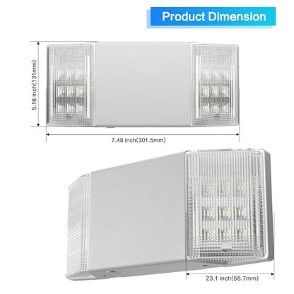 Spectsun 4 Packs Hardwired Emergency Exit Light Fixtures for Business, with Battery Backup, Two Head Adjustable LED Emergency Lighting, UL 924 Certified，AC 120/277V. - size: 4 Pack