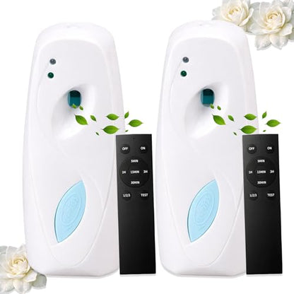 2-pack Automatic Air Freshener Spray Dispenser with Remote Control, White - color: White
