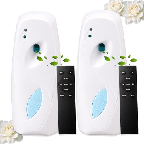 2-pack Automatic Air Freshener Spray Dispenser with Remote Control, White - color: White