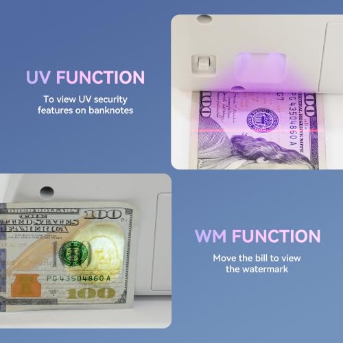 PONNOR Portable Money Counter Machine, UV/WM Compact Cash Bill Counter