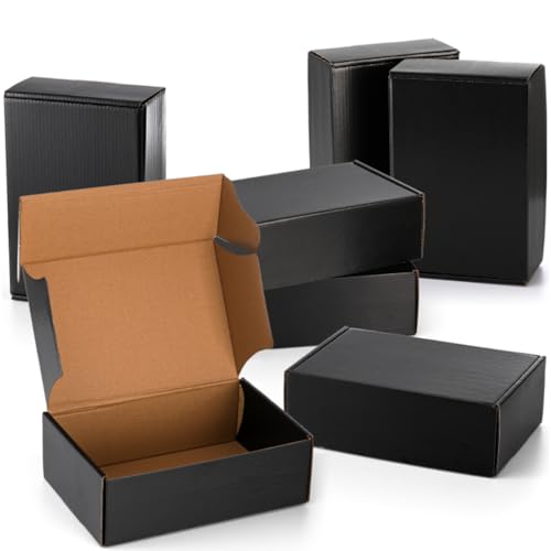 Dicunoy 30 Pack CardBoard Boxes, 9 x 6 x 3 Inches Small Shipping Boxes, Black Corrugated Cardboard Box for Mailing Packing Literature Mailer, Packaging Boxes for Gift, Small Business