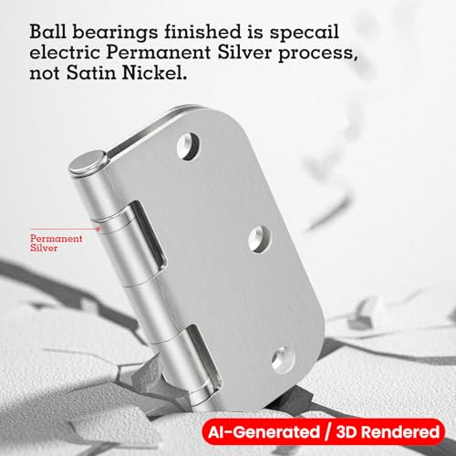 TDCHINGES Rounded Door Hinges Brushed Nickel 3.5" 5/8" Lasting Mute 36 Pack - color: Satin Nickel-Rounded, size: 36 Pack-Ball Bearing-lasting no squeak