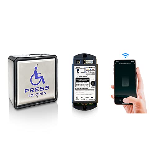 Olideauto Handicap Door Single Push Button for ADA Auto Door,Compatible with Phone APP Alexa,Google Assistant,Wireless Handicap Push Button,Square 4.5'' Stainless Steel Panel
