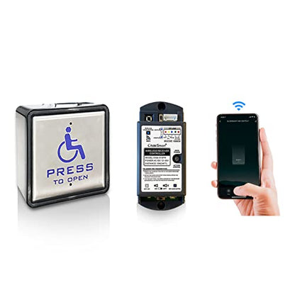 Olideauto Handicap Door Single Push Button for ADA Auto Door,Compatible with Phone APP Alexa,Google Assistant,Wireless Handicap Push Button,Square 4.5'' Stainless Steel Panel
