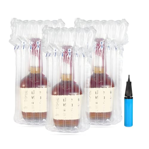 Whiskey Bottle Travel Protector Bags, Conilly Inflatable Air Column Packaging Bubble Bag with Free Inflator Pump, Reusable Whiskey Bottle Protector, Safe Choice for Whiskey Transportation (10)