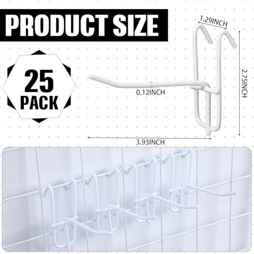 Moxweyeni 25 Pack Grid Wall Hooks, 4 Inch White Gridwall Hanger - color: White, size: 4 Inch
