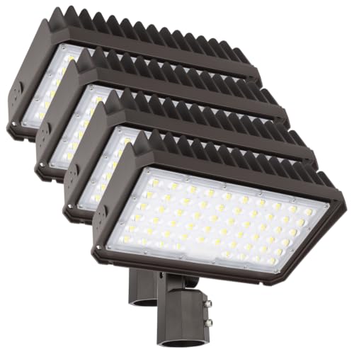 kadision 150W LED Flood Light with Dusk-to-Dawn Photocell, 150W-100W-75W Adjustable 130lm/W 5000K Daylight 100-277V IP65 Waterproof, Slip Fitter Mount LED Parking Lot Light, ETL Listed (Pack of 4) - size: 150W (Pack of 4)