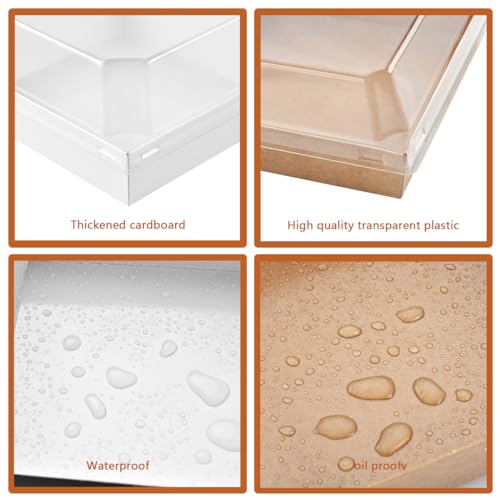 100 Pack Charcuterie Boxes with Clear Lids - Eco-Friendly, Portable, and Leak-Proof Food Containers for Various Delights - 50 Brown & 50 White (Brown&White（Rectangle）)