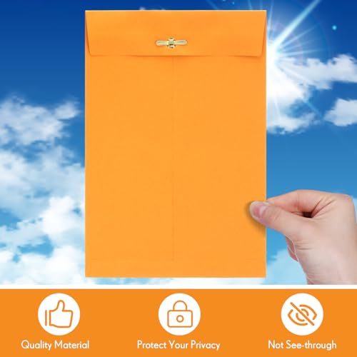 Teling 50 Pcs Manilla Clasp Envelopes Kraft Closure - color: Yellow, size: 6*9