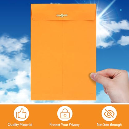 Teling 50 Pcs Manilla Clasp Envelopes Kraft Closure - color: Yellow, size: 6*9