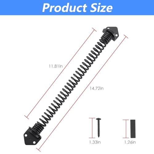 14 Inch Gate Spring, Adjustable Self Closing Gate Closer, Black, 2 Pack - size: 14 Inch