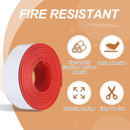 Smoke Fire Seal Strip 9.8Ft 40mm/1.57" Wx 2mm/0.08" T Red - color: Red, size: 9.8FT x 40mm / 1.57" W x 2mm / 0.08" T