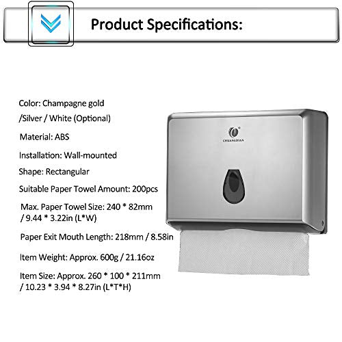BBX Lephsnt Paper Towel Dispenser, CHUANGDIAN Wall-Mounted Hand Towel Dispenser (Silver) - color: Silver