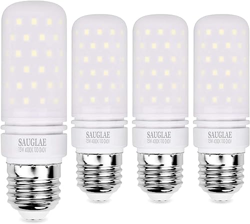 LED Light Bulbs 15W, 120W Incandescent Bulbs Equivalent, 1500Lm, 4000K Natural White, E26 Large Edison Screw Corn Bulbs, Pack of 4 - color: Natural White E26