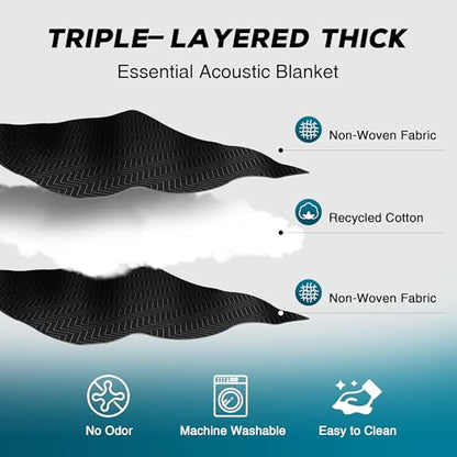 2 PCS Large Sound Dampening Blanket,96" x 80" Sound Absorbing Studio,Noise Cancelling Studio Acoustic Blanket/Light Blocker/Moving Curtain - size: 2 PACK
