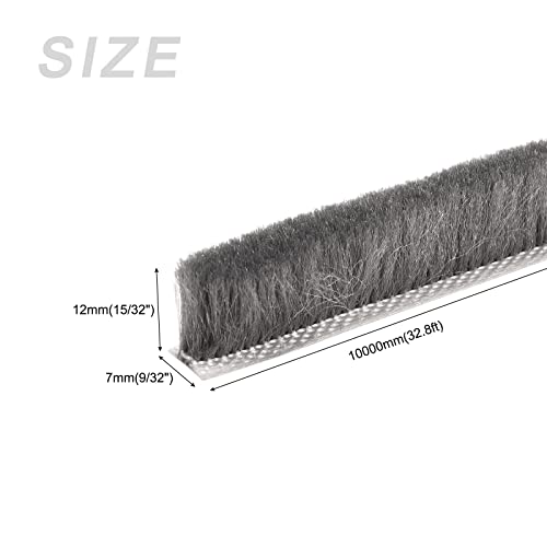 METALLIXITY Adhesive Brush Seal Weather Stripping (15/32"x9/32"x32.8ft), Door Brush Strip - for Sliding Sash Door Window Wardrobe Seal, Gray - color: Gray, size: 15/32"x9/32"x32.8ft