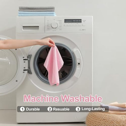 Jessy Home 80 Pack Reusable Paper Towels Pink Microfiber Cleaning Cloth Roll 12"x12" Microfiber Towels, Tear Away Cloth for Cars,Wash Cloths,Lint Free Rags for House,Kitchen,Window,Cleaning Supplies - color: Airy Pink