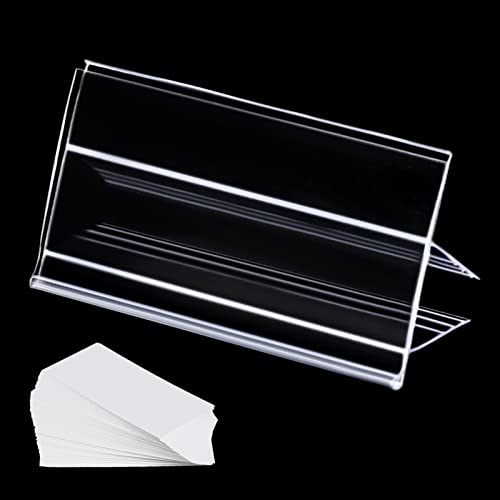 36pcs Wood Shelf Label Holder Plastic Price Tag Holder Supermarket Retail Sign PVC Clear Shelf Label Holder (Includes 50 Pieces Label Inserts) Perfect Fits 18 mm Wooden Shelving. - size: 18mm thickness shelf (Suitable 16-18mm)
