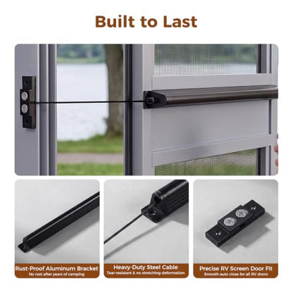 RV Screen Door Closer, Adjustable Tension, 17-Inch Aluminum