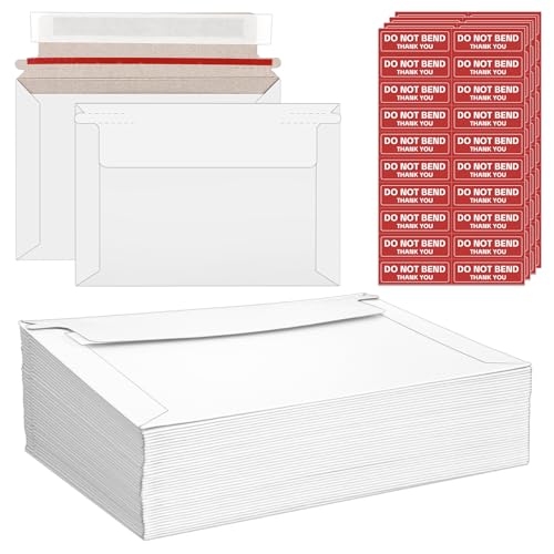 20 Pack 6.5x4.5 inch Rigid Mailers, Self Seal Photo Mailers Protective Flat Cardboard Envelopes White Blank Shipping Envelopes for Photos, Document, Invitation, Trading Card, Greeting Cards - color: White, size: 6.5x4.5 Inch