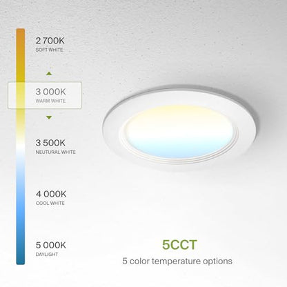 ASD LED Recessed Lighting 6 Inch, Round Commercial Downlight, Mini Panel with Baffle Trim, 6" 15W 120-277V CCT Selectable 2700/3000/3500/4000/5000K, Dimmable Ceiling Light Fixture, White, ETL - color: 1 Pack, size: 6 Inch White