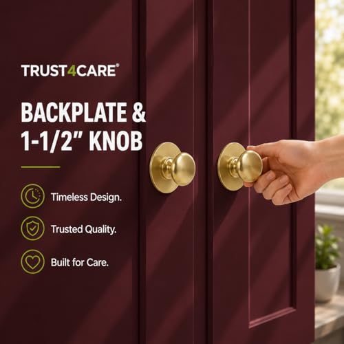 trust4care 8-Pack 2.3" Brushed Gold Backplates for Bifold Closet Door Knob - color: Brushed Brass, size: Set of 8