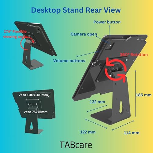 Anti-Theft Acrylic Case for Lenovo TAB Tablet with 360 Rotate 180 Swivel Metal Desktop Stand & 90-Degree USB C Cable (White, M10 Plus Gen 3) - color: White, size: M10 Plus Gen 3